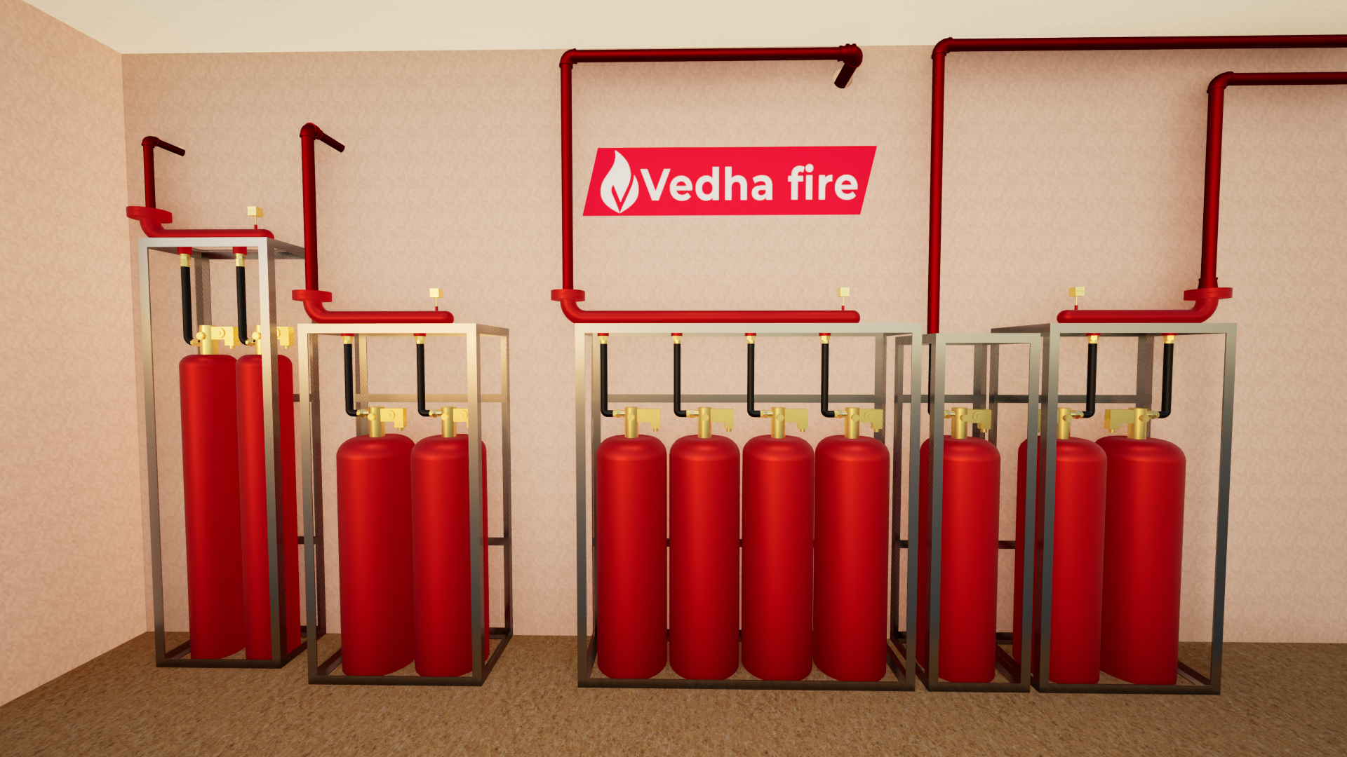 Gas suppression cylinder bank