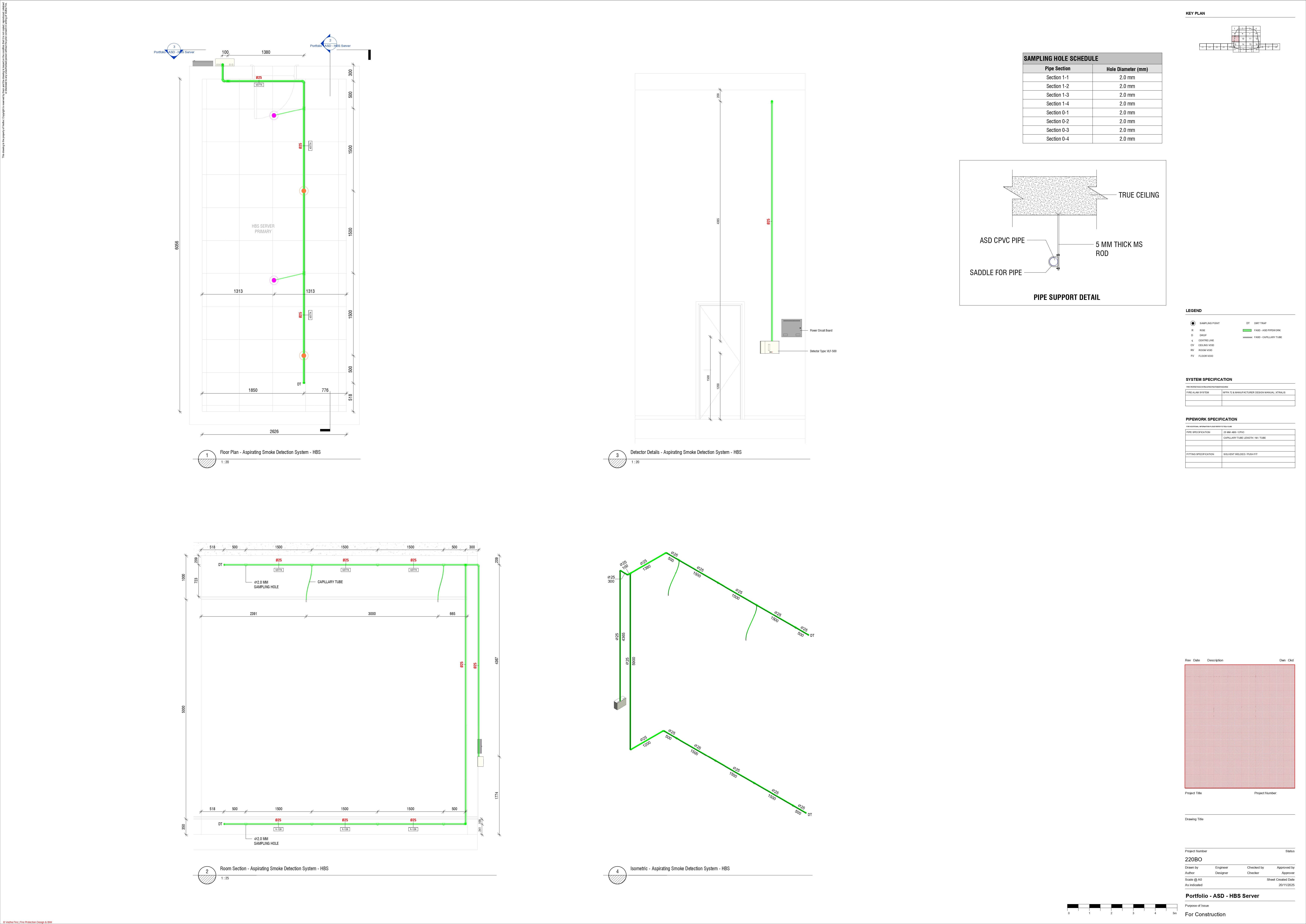 VESDA sampling hole spacing